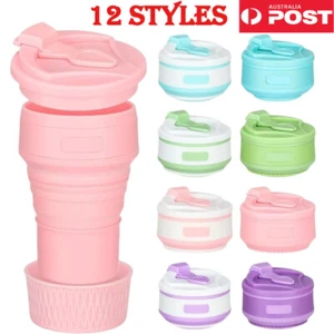 350ML Foldable Water Cup Collapsible Silicone Cup Tea Travel Portable Coffee Mug - Picture 1 of 36