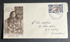 1935 New Zealand First Day Cover FDC Pictorial Stamps Dunedin Local Use - Picture 1 of 2