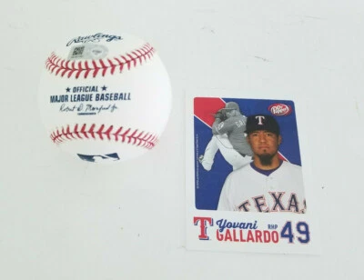Texas Rangers Rawlings Yovani Gallardo 49 béisbol autografiado Foto 1 de 4