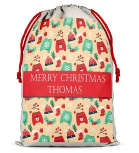 Personalised Christmas Sack Santa Bag Xmas Boy Girl Gift Stocking Bag 41 - Picture 1 of 5