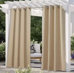 Waterproof Outdoor Curtain Patio Thermal Insulated Sun Blocking Drape 1 Panel - Picture 1 of 19