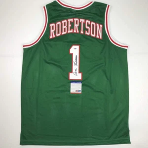 Autographed/Signed Oscar Robertson Milwaukee Green Basketball Jersey PSA/DNA COA - Picture 1 of 4