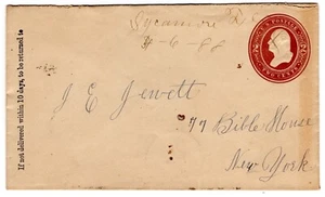 Sycamore TN (Cheatham 1870-1907) to New York NY on Postal Entire 1888 - Picture 1 of 2
