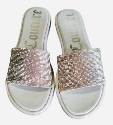 Juicy Couture YRIE Pearl & Rhinestone Y2K Sparkling Slide Sandals Womens Sz 9 - Image 1 of 4
