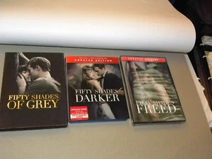 3 LOT Fifty Shades of Grey Darker Freed Trilogy Unrated Slipcovers + Digitals - Picture 1 of 5