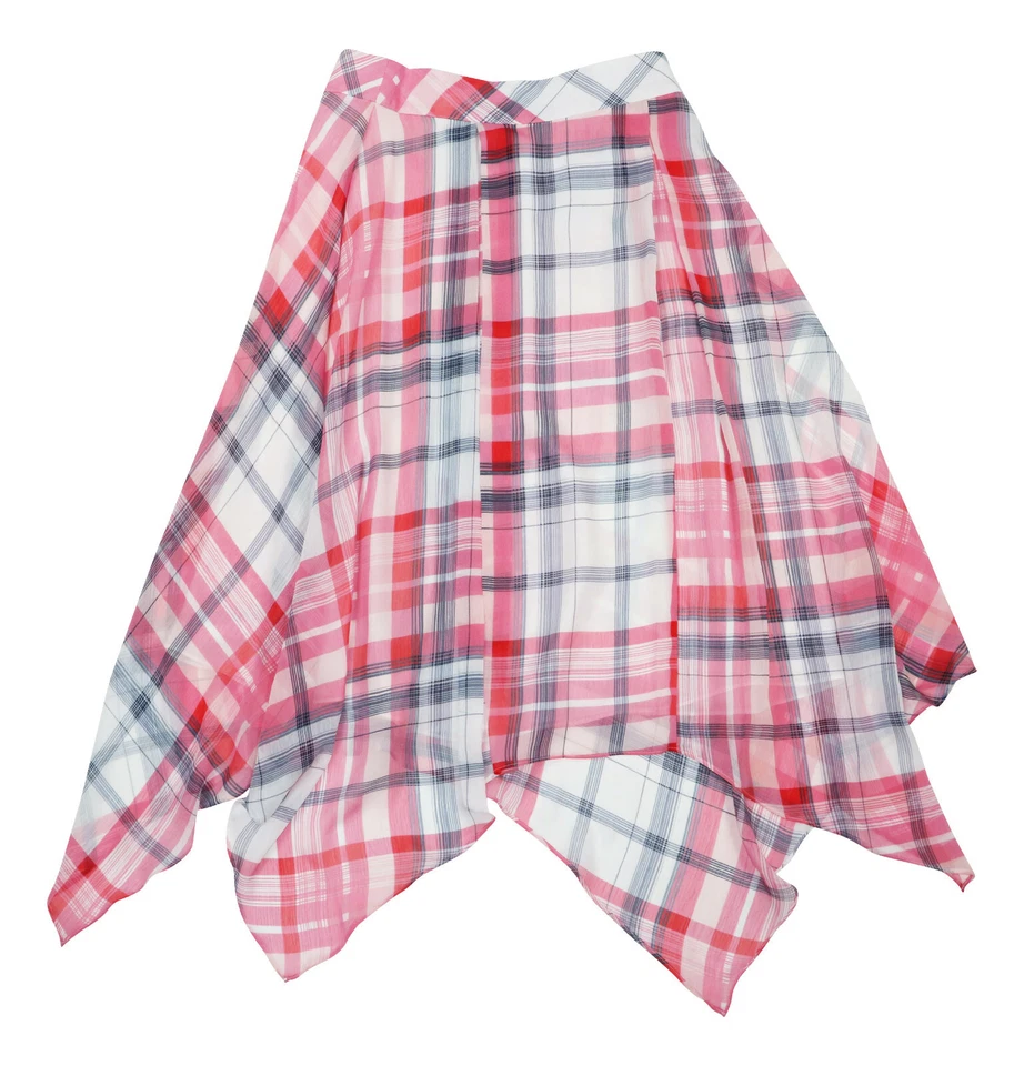 Tommy Hilfiger Womens Pink Size 2 Handkerchief Plaid Asymmetrical Skirt 268