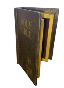 Faux Book Decorative Storage Box Holy Bible King James Velvet Lined 6"x4"x2" - Picture 1 of 14