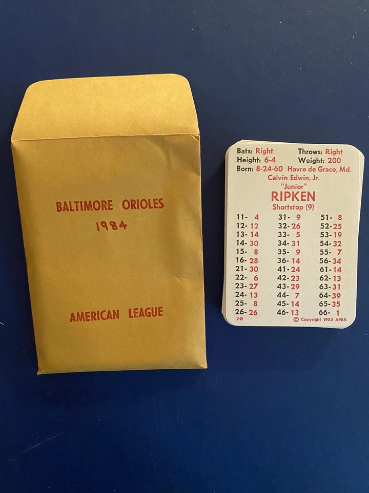 APBA 1984 Season Baltimore Orioles Team Set Cal Ripken Jr - Image 1 of 1