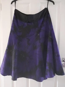 Monsoon - Midnight Blue/purple & black beaded silk crinkle skirt - UK 12 - Lined - Picture 1 of 9
