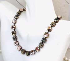 Austrian Bronze Shade Chocolate Brown Cup Chain Necklace with Rose Gold Crystals