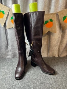 Naturalizer 27 EDIT Edda dunkelbraune kniehohe Lederstiefel mit breiter Wade. Gr: 7M WC - Bild 1 von 11