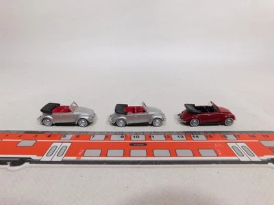 3x wiking H0 1:87 Cabriolet Cabrio Volkswagen VW Maggiolino Argento Rosso Top # - Immagine 1 di 4