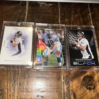 Peyton Manning 批量 3 张卡 比赛用 足球 黑色 /399 Prime Sigs /499 名堂! — 第 1/4 张图片