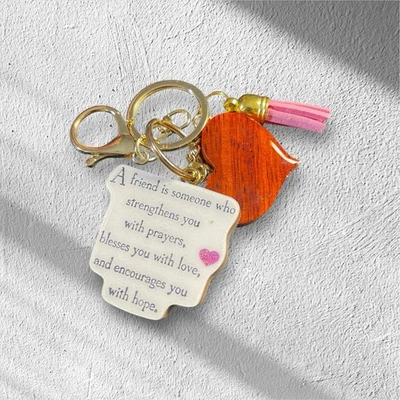 Llavero Mensaje Fe Amistad con Corazón y Borla Foto 1 de 3