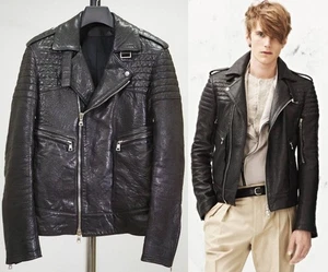 Used 2013 Balmain Leather Riders Jacket Size 44 Black Length 60cm - Picture 1 of 10