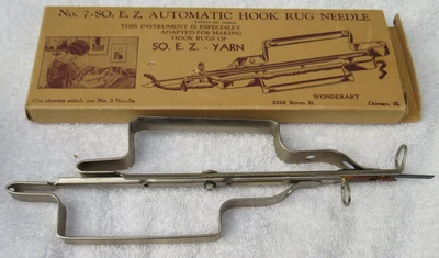 Vintage Wonderart No. 7 - SO. E. Z. Automatic Hook Rug Needle with original box - Image 1 of 4