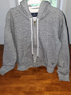 Sudadera para mujer American Eagle gris cremallera completa sudadera con capucha talla XL Foto 1 de 4