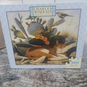 NEW 2007 HTF Cactus Prickly Pair & Poncho Cat Birds Wysocki 1000 Piece Puzzle - Picture 1 of 2