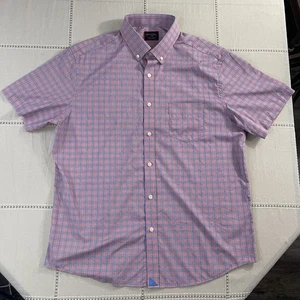 UNTUCKit Shirt Mens Large Pink Button Down Short Sleeve Plaid Pelleriti - Picture 1 of 9