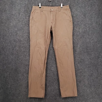 Pantalones Bonobos Para Hombre 33x32 Marrón Chino Pierna Recta Frente Plano Cremallera Pantalón Mosca Foto 1 de 4