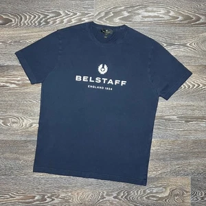 BELSTAFF 1924 Chest Logo Print Navy Cotton Slim Fit T-Shirt size M/L - Bild 1 von 7
