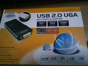Plugable USB 2.0 UGA USB Display Multi-Display Adapter & Manuel - Afbeelding 1 van 5