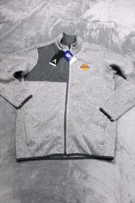 Jaqueta de lã Los Angeles Lakers Antigua masculina cinza média fortuna zíper completo - Imagem 1 de 4