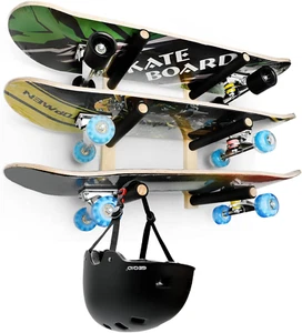 Skateboard Rack Longboard Storage Rack, Ski Snowboard Holder Wall Mount Floating - Picture 1 of 12