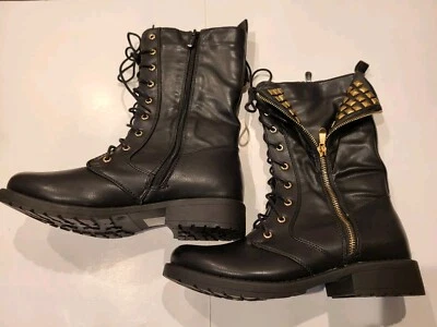 Shiekh PK-Studs Black Lace up Boots Size 9-NEW - Image 1 of 4