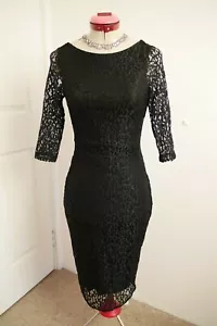 ASOS Black Lace DRESS Size UK 6 Aus 8 PETITE Sh/Sleeve Party Cocktail Gothcore - Picture 1 of 6