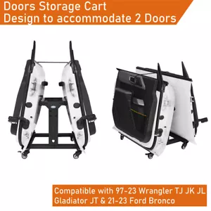 Door Storage Rack Movable Hanger Cart For Jeep Wrangler TJ JK JL JT Ford Bronco - Foto 1 di 19