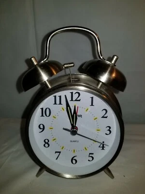 Sharp Stainless Steel Quartz Twin Bell Alarm Clock - Image 1 of 4