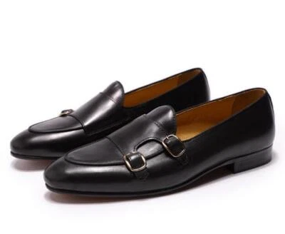 Men's Fashion British Round Toe Buckle Strap Slip On Loafers Youth Leather Shoes - Image 1 of 4