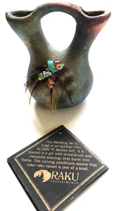 INDIANER RAKU KLEINES KERAMIKGEFÄSS HOCHZEITSGLAS UNIKAT - Bild 1 von 2