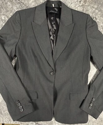 Blazer Elie Tahari Mujer 1 Botón Muesca Solapa Bolsillos Almohadillas para el Hombro Carbón 10 Foto 1 de 4