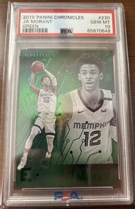 2019 CHRONICLES ESSENTIALS #230 GREEN JA MORANT PSA 10 GEMME COME NUOVO GANCIO SP - Foto 1 di 3