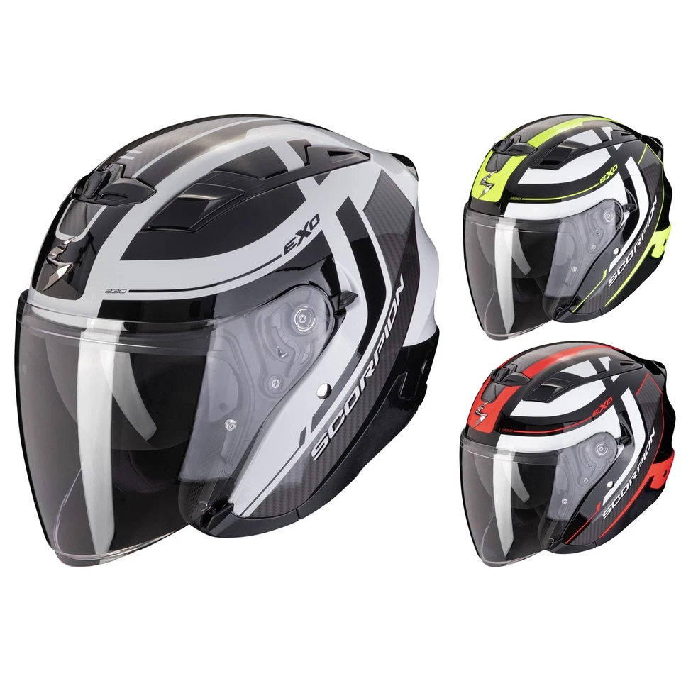 Scorpion Exo-230 Pul Motorrad Jethelm mit Visier und Sonnenblende Rollerhelm - Bild 1 von 1