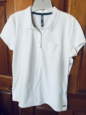LIJA Sports White Polo Golf TOP Shirt WOMENS size L Cotton/Poly/Spandex NEW - Image 1 of 4