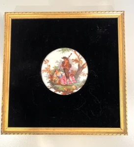 Arte antiguo pintado de porcelana enmarcado en oro en terciopelo negro ¡SIN RESERVA! - Imagen 1 de 6