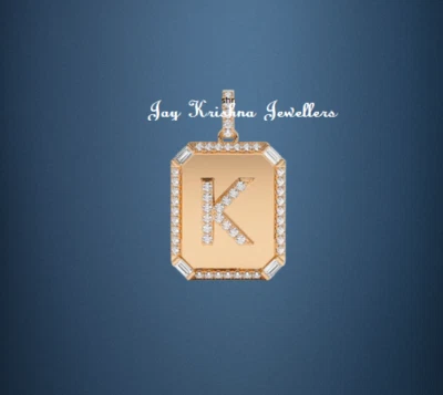 Pingente de diamante com letra K inicial, folheado a ouro sobre pingente de berloques do alfabeto A-Z - Imagem 1 de 2