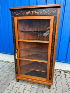 ANTIKE VITRINE ECKVITRINE UM 1880 KIRSCHHOLZ MIT INTARSIEN - Bild 1 von 11