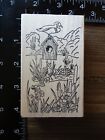 WOOD DUCK HOUSE TURTLE MARSH FLOWERS BIRD Scenery Rubber Stamp OF THE HEART