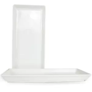 Long Melamine Serving Tray 17.3x8x1.5 Inch Appetizer Bread Dessert 2PCS - Picture 1 of 6