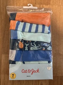 Cat & Jack Boxer Briefs Underwear 7 Pack L 12/14 Shark Pattern NWT - Picture 1 of 2