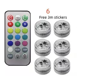 Wireless Colourful Led Car Light Interior Ambient Atmosphere Lights Bulb RGB X 6 - Picture 1 of 8