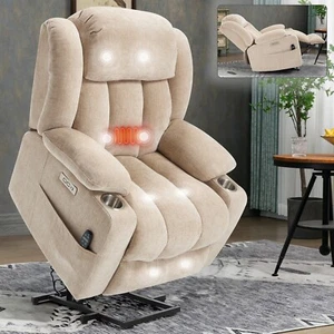 350LBS Oversized Heat Massage Power Lift Recliner Chair Elderly Reclining Sofa - Picture 1 of 10