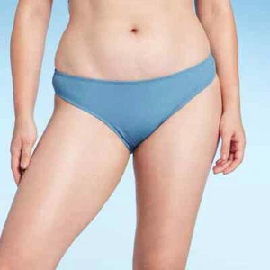 Shade & Shore Bikiniunterteil Damen mittel Hipster Pucker Textur niedrig blau - Bild 1 von 3