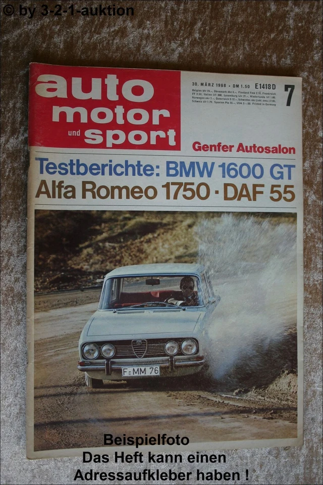 Auto Motor & Sport AMS 7/68 Alfa Romeo 1750 Daf 55 Porsche 911 T - Immagine 1 di 1