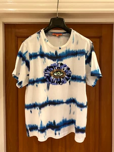 Vilagallo Lucia Beaded Eye Tie Dye T-Shirt Top Size L - Picture 1 of 7