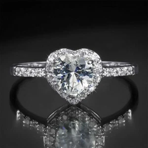 2.05Ct Heart Shaped Diamond Wedding Anniversary Gift For Her As 925 Silver Ring - Picture 1 of 3